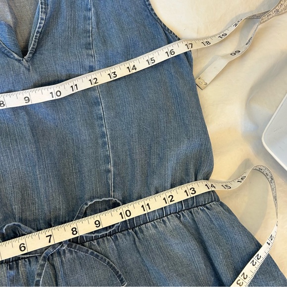 Lands' End Blue Denim Chambray Tiered Midi Dress Size S Lyocell - Picture 10 of 12